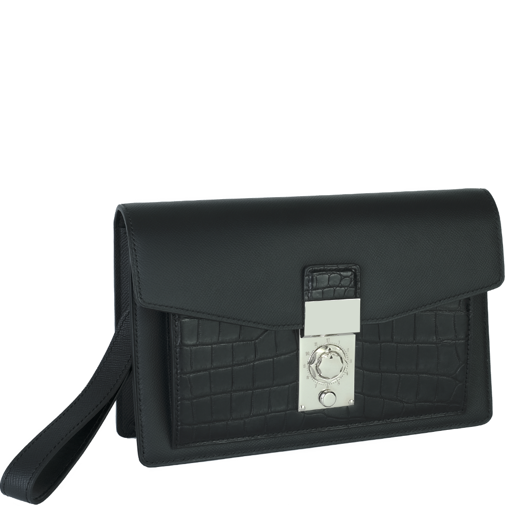 Clutch da bò mix da cá sấu