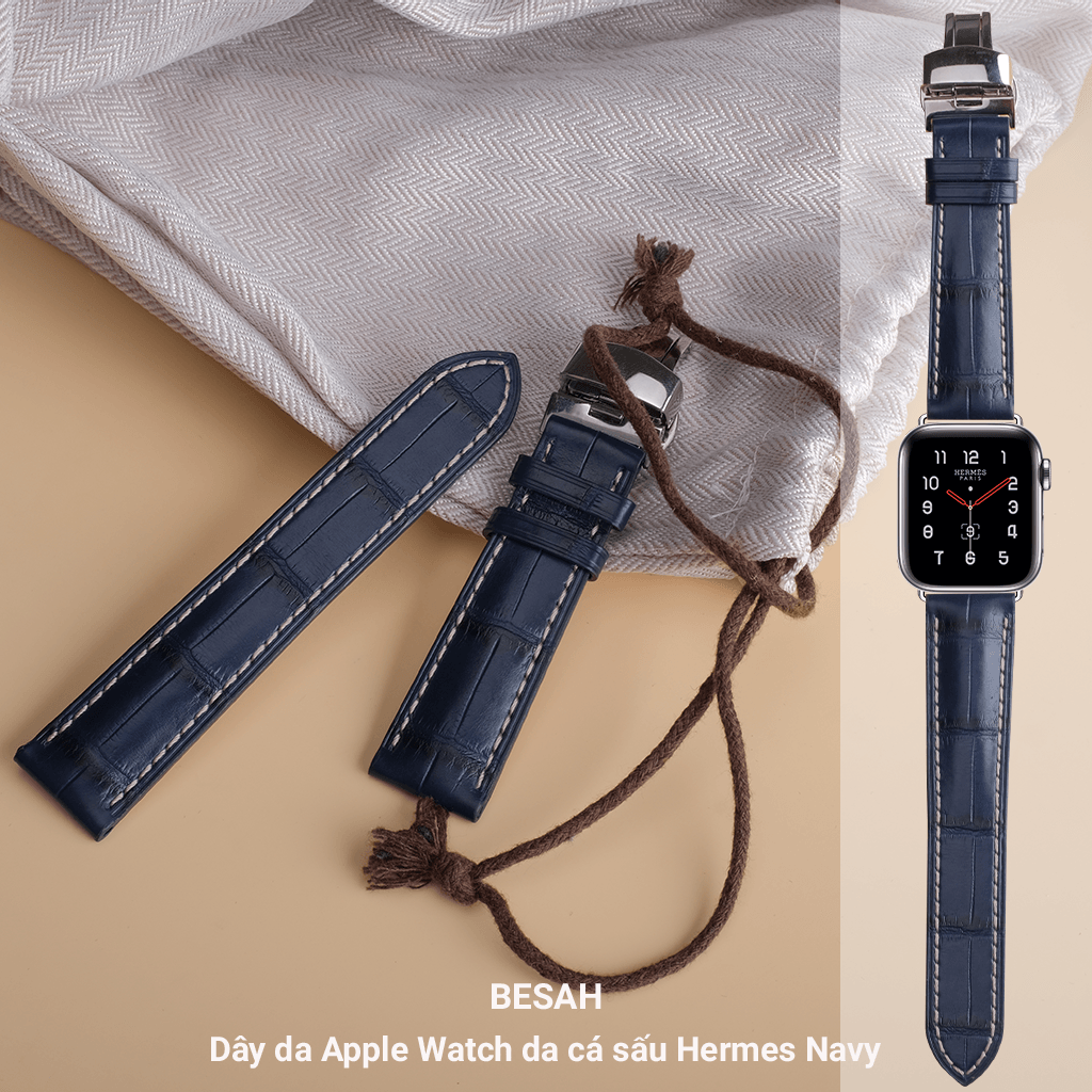 Dây đồng hồ Apple Watch da cá sấu Hermes